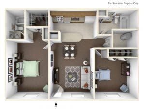 2 Bedroom 2 Bath No Dining